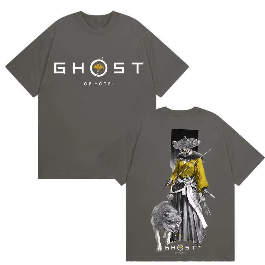 2026 Gioco Giapponese Ghost of Yotei Grafica Cotone Camicia Uomo Stile Ukiyoe Girocollo Manica Corta Moda Donna T-shirt