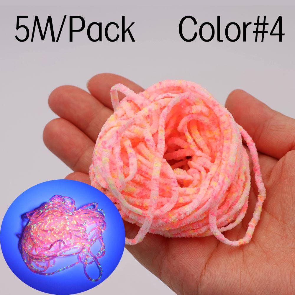 2.5mm Rayon Chenille Yarn for Fly Tying - 5M Multi-Color Soft Chenille Fiber for Woolly Bugger, Leech, Streamer Flies Making (5 Colors Optional)
