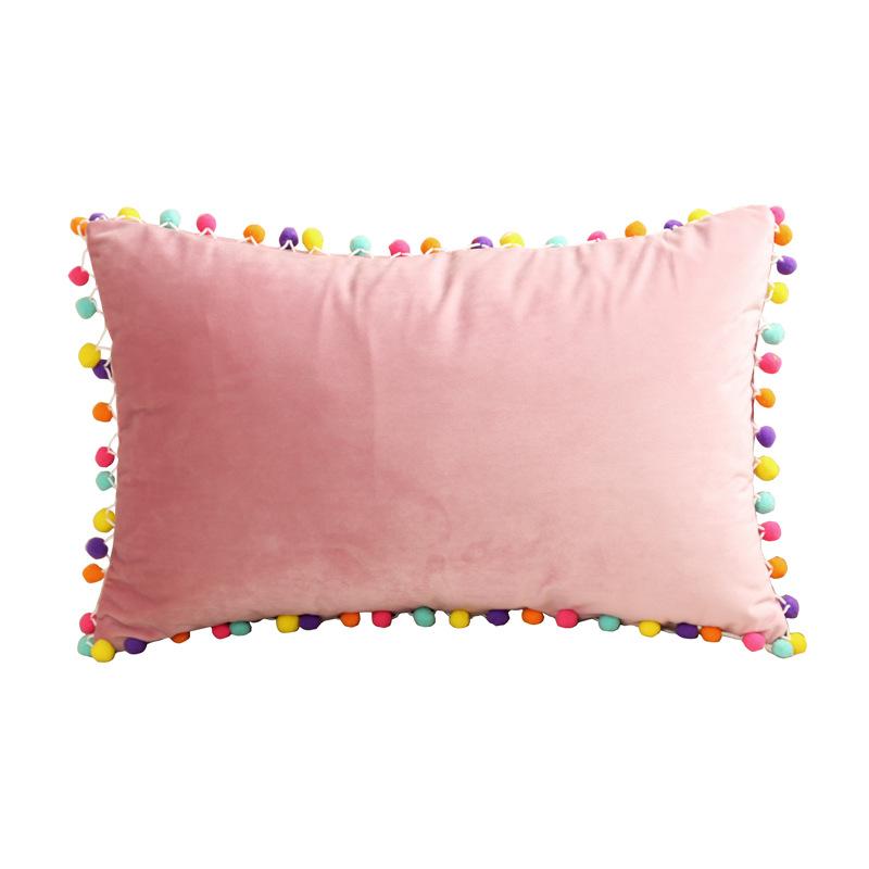 Soft Velvet Cushion Cover Decor Ball Tassel Throw Pillow Case Solid Color Luxury Home Decor Living Room Sofa Seat Pillowcase