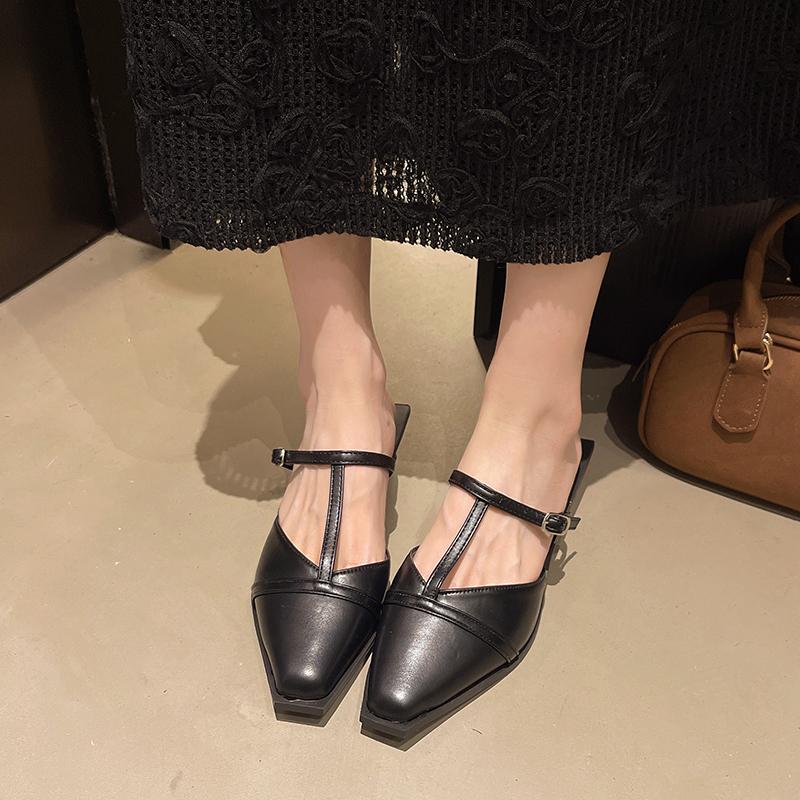 Fashion Leopard-print Leather Bun Head Square Slippers with Female Summer Outside Wear Summer New Non-slip Low Heel Roman Shoes