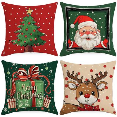 New Christmas Pillowcase Cute Santa Christmas Tree Print Home Pillowcase