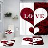 Valentinstag Herzförmiges Badezimmer-Vierteiliges Set - Avantgardistischer Wasserdichter Duschvorhang, schafft ein komplettes Badezimmer-Set