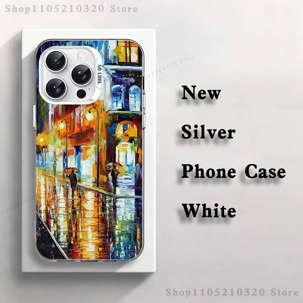 L-Leonid A-Afremov Oil Painting Phone Case iPhone 17,16,15,14,13,12,11,Pro,Max,Plus,Mini,XS,SE Anti Fall White Matte Hard Bumper