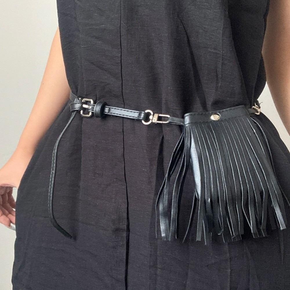 Vintage Waistband with Bag Zinc Zinc Alloy Pocket Belts Fashion Tassel Belt  Waist Accessories