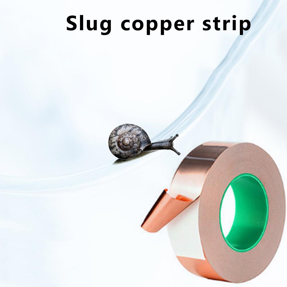 5m Conductive Copper Foil Tape Conductive Shielding Tape Self Adhesive Slug Repellent Tape Double-sided 25mm for Slug Snail
