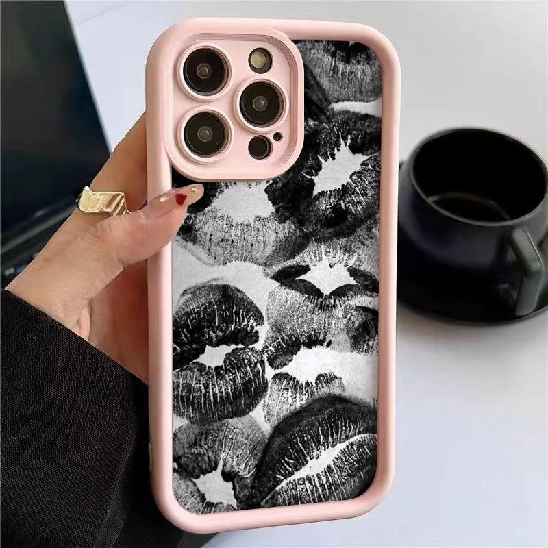 Black Lip Printed Pattern Phone Case For Xiaomi Redmi Note 14 Pro Plus 5G 14 13 12 11 10 Redmi 14C 13C 12C Silicone Bumper Cover