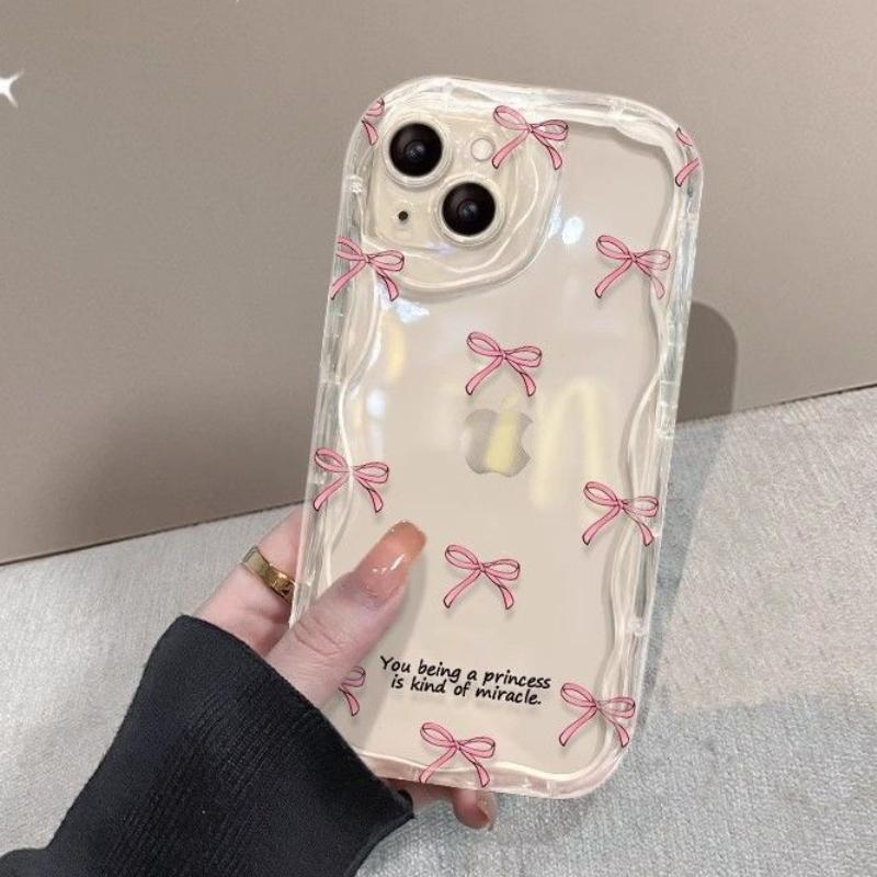 Bowknot Phone Case for IPhone 16 Pro Max 15 14 13 12 11 Plus Shockproof Transparent Soft Cover Protection Back Cover Bumper