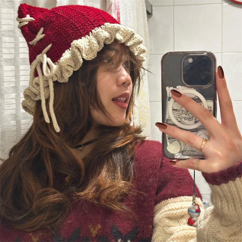 Neuer handgemachter gehäkelter dreidimensionaler Rosen-Spitzenschal Erwachsenenhut