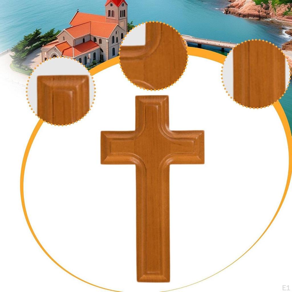 Artistic Wooden Cross Featuring Christian Jesus Design, Spiritual Piece Catholic Crucifix for Living