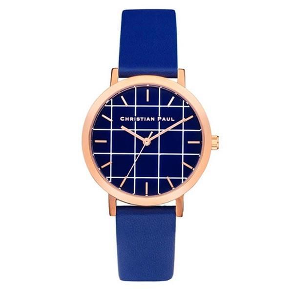 Christian Paul Ladies 35mm Blue Grid GRL-04 Wristwatch Hand Chart Birthday Great Buy Adult Graduation Enrollment