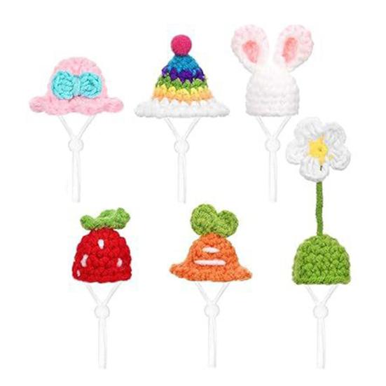 1 Set Goose Statue Mini Knitted Hat with Adjustable Strap Desktop Goose Crochet Cap