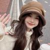 Classic Autumn Winter Plush Beret Hat Cold Prevention Leisure Bucket Hat Women Basin Cap  Casual