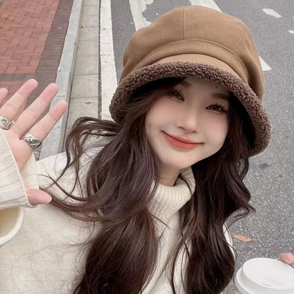 Classic Women Basin Cap Ear Protection Leisure Bucket Hat Autumn Winter Plush Beret Hat Outdoor