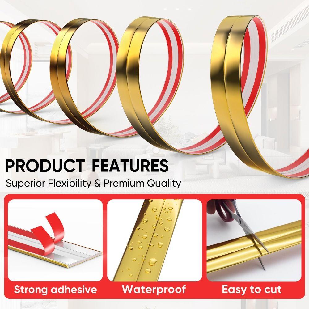 Peel and Stick Molding Trim Self Adhesive Flexible Floor Transition Strip L-Shaped 300cm Furniture Edge Bumper Inside & Outside