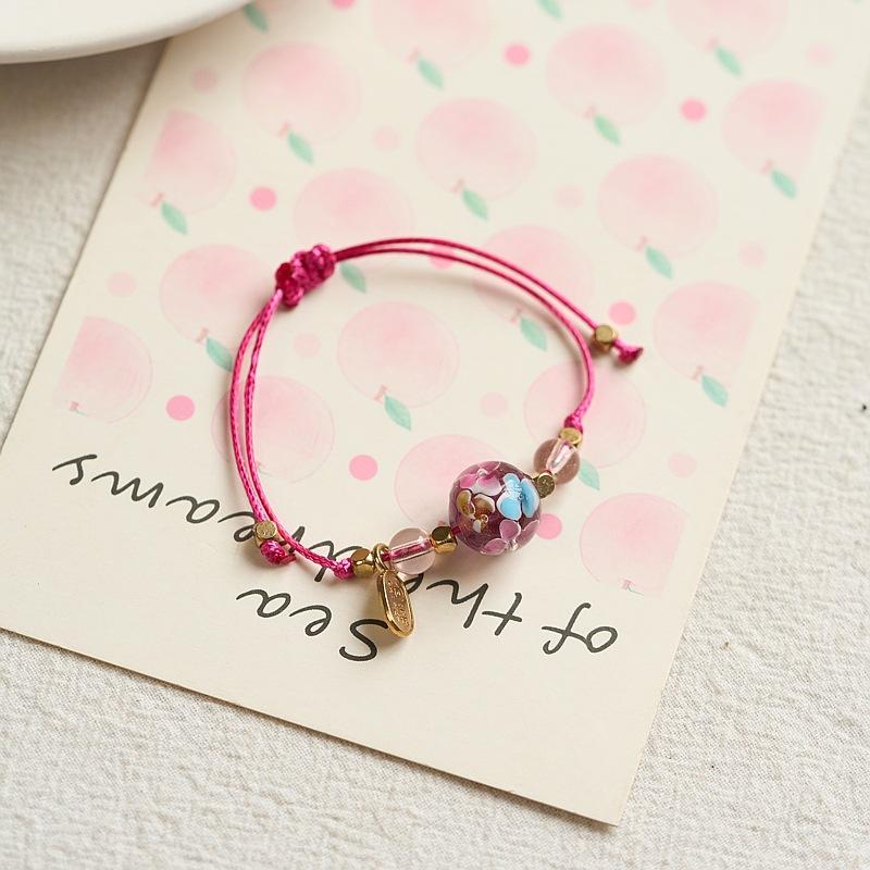 Luminous glazed flower red rope bracelet weaving simple and versatile men's jewelry gift bracelet origin