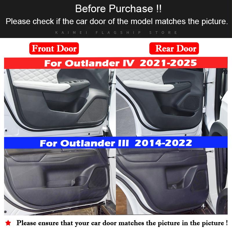 For Mitsubishi Outlander 2014-2024 2025 Car Inner Door Anti-Kick Pad Cover Sticker Glove Box Anti-dirty Protective Accessories