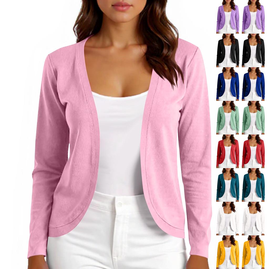 Women's Casual Solid Color Cardigan Top Solid Color Jacket