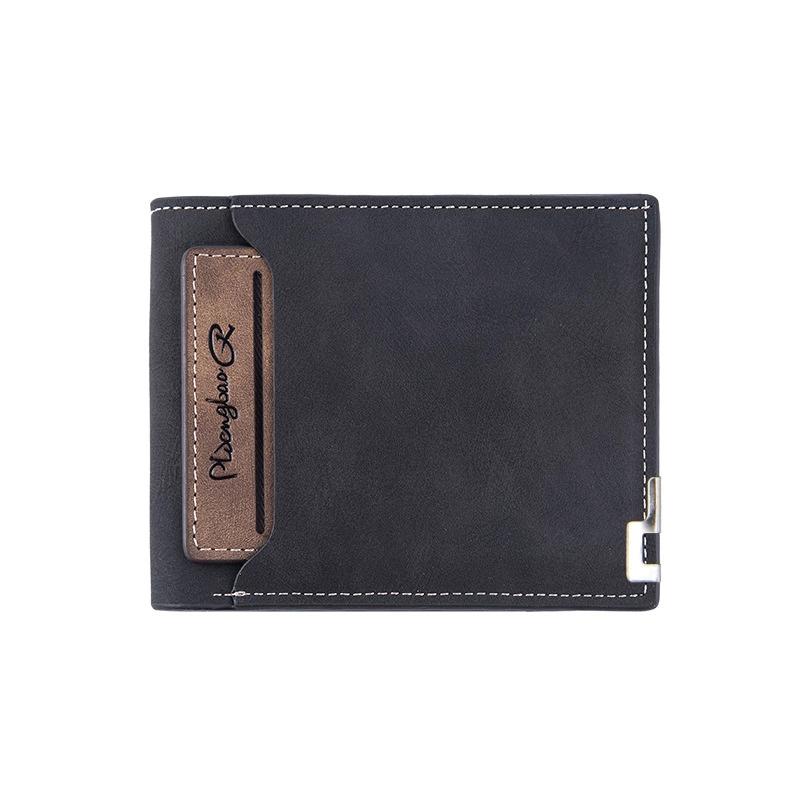 Nubuck Leather Men's Wallet Short Multifunctional Money Clip Fashion Leisure Purse With Iron Edge Card Drawer