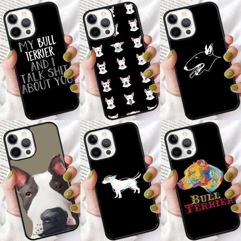 Bull Terrier Dog Puppies Funny Phone Case For iPhone 16 15 14 plus XR XS 11 12 13 Pro max Bumper Shell Cover coque