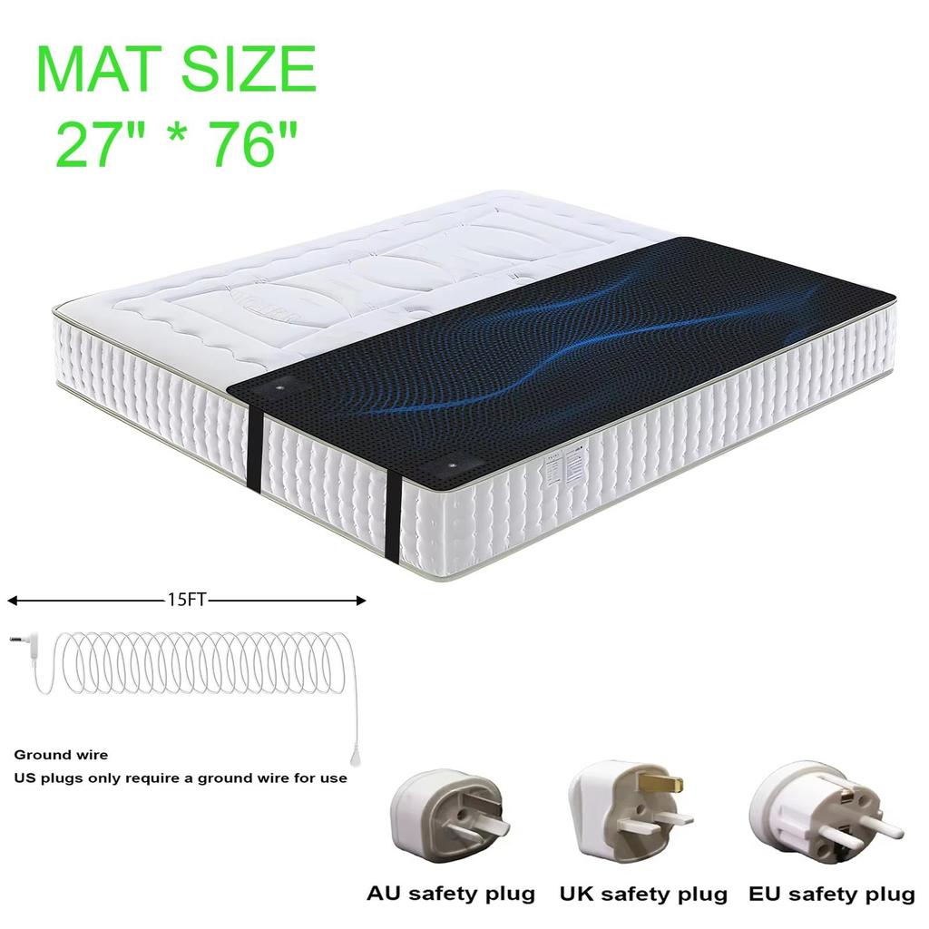 Mata uziemiająca 27×76 cali dla lepszego snu, łagodzenia bólu i redukcji stresu - mata uziemiająca z przewodem uziemiającym, idealna do snu