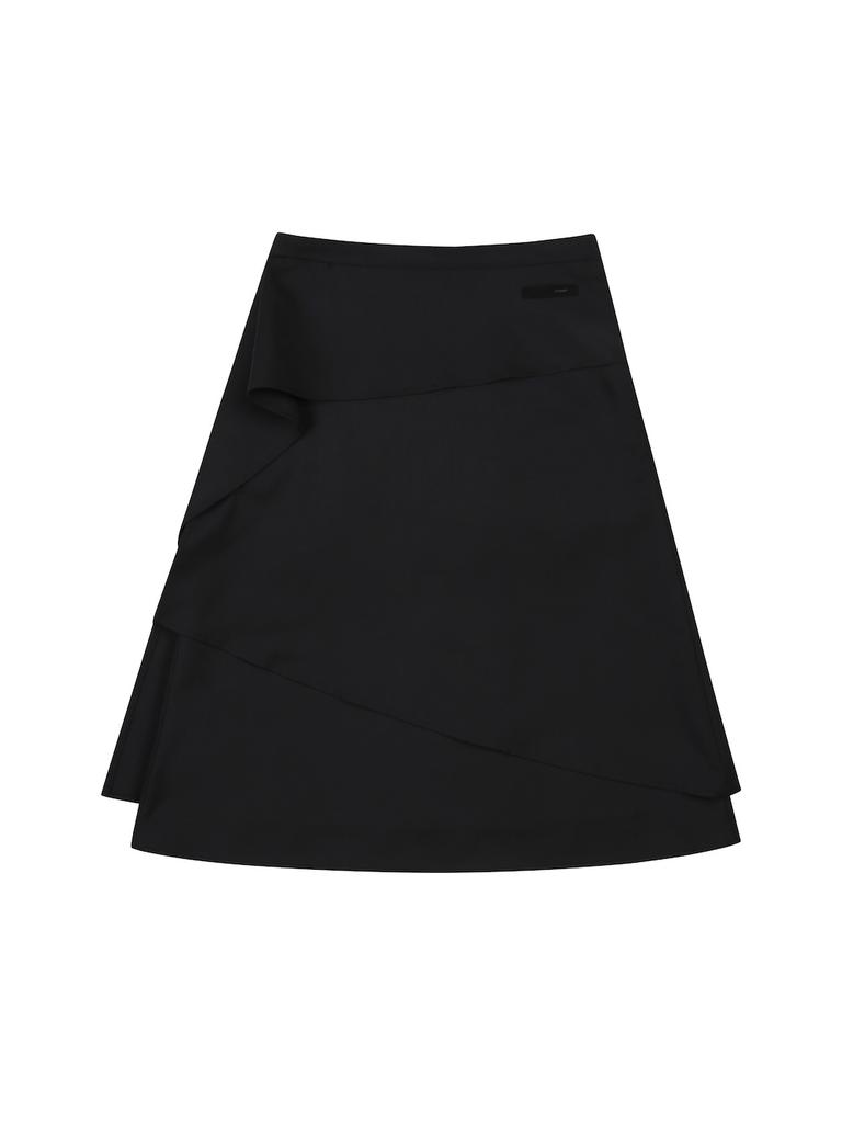 Dsmt Draped Layered Skirt_Black