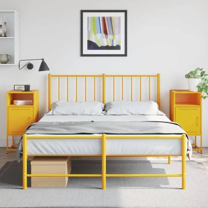 VidaXL Tables de chevet 2 pcs jaune moutarde 36x39x78 cm acier, armoire, armoire latérale, meuble de chambre à coucher, 846573