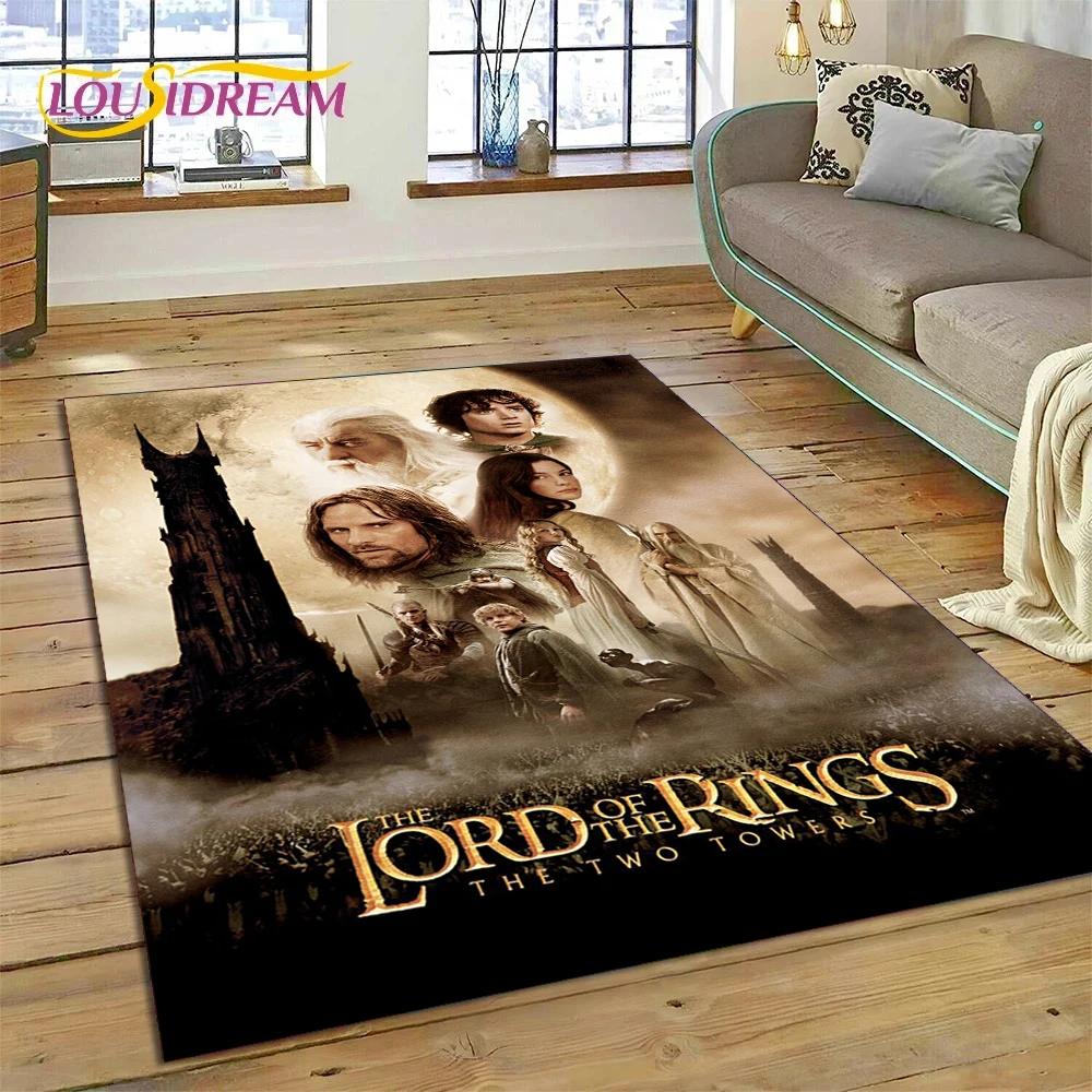 3D L-Lord of The Rings H-Hobbit Movie HD Rug Carpet for Living Room Bedroom Home Decor,Non-slip Decoration for Sofa Doormat Gift