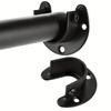 [Steel Bracket]4pcs Stainless Steel U Shape Closet Rod Bracket | 25mm, Black, for Closet Pole Sockets, Wardrobe Rail End Supports, Curtain Rail Holder