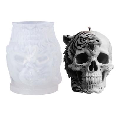 Skeleton Head Silicone Candle Molds Food Grade Silicone For Resin Casting Making Candle Soap and Halloween Decoration