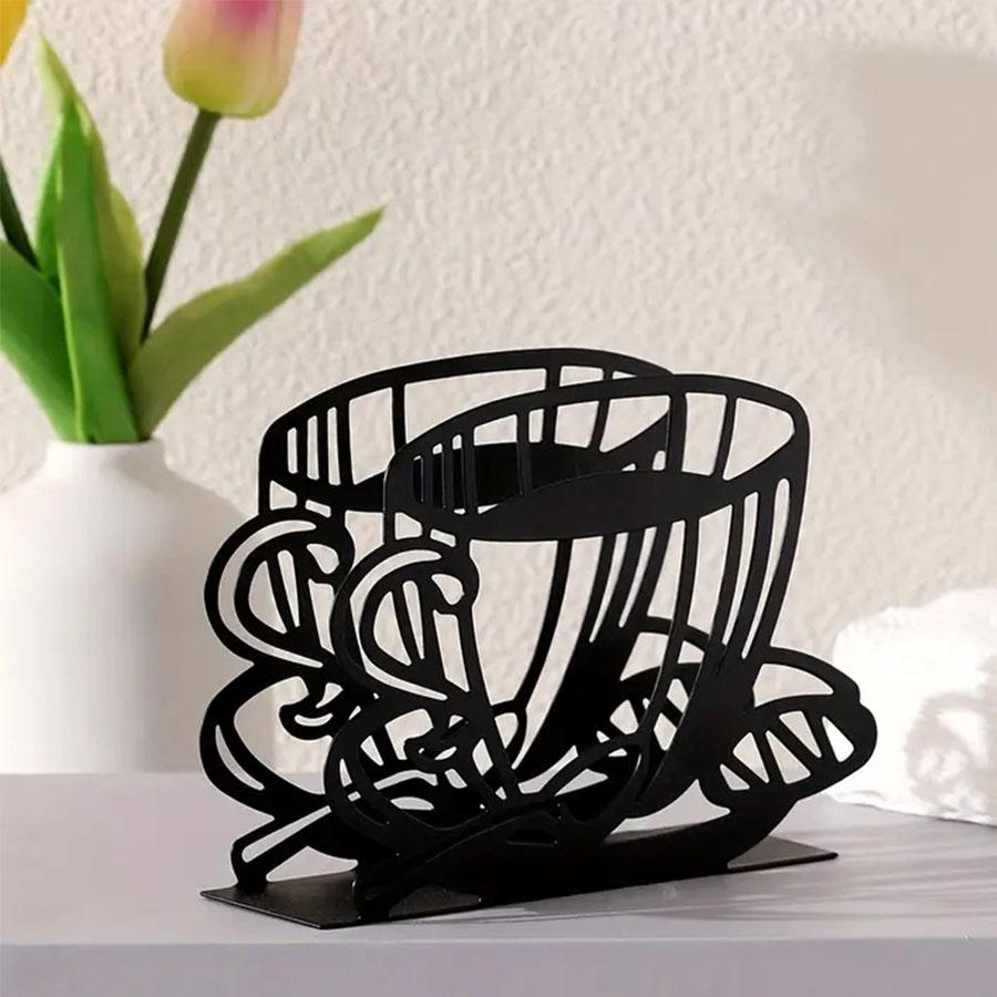 Iron Vertical Napkin Holder, Tabletop Tissue Dispenser Stand for Cafe Hotel Restaurant Dining Table