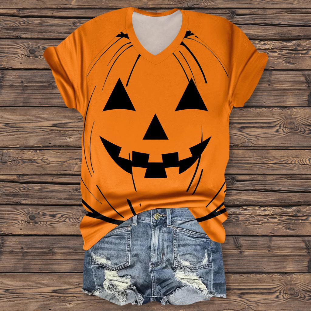 Dámská móda Ležérní Tříčtvrteční rukáv Halloweenská písmena, Potisk obličeje Top
