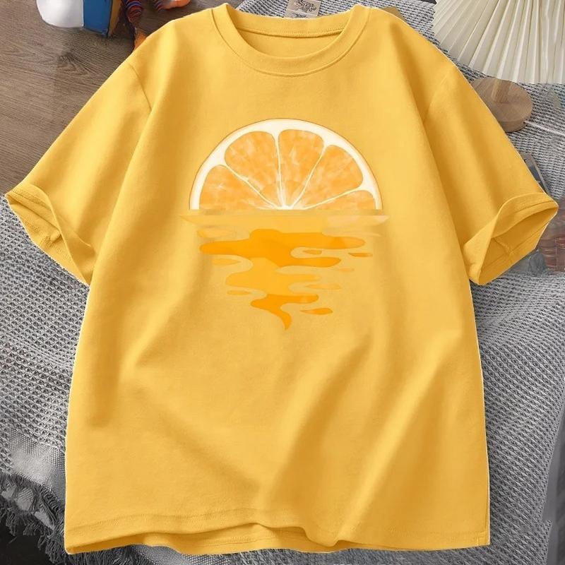 Orange Fruit T Shirt Casual Unisex Unisex Short Sleeve Tee Clothes Fruit Lover Tee Shirt Streetwear Tees Aesthetic Vintage Shirts