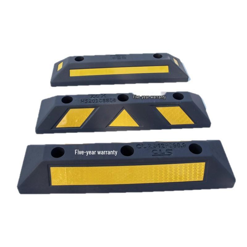 Rubber Plastic Wheel Stopper with Nails - Parking Lot & Garage Positioner
