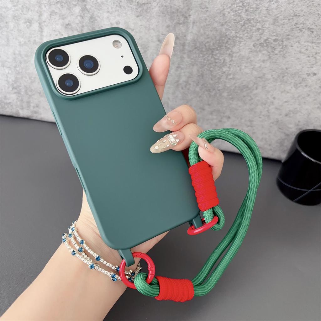 Wrist Strap Matte Silicone Soft Protective Phone Case for IPhone Air 17 Pro Max 16 15 Plus 14 13 12 11 Pro Shockproof Cover