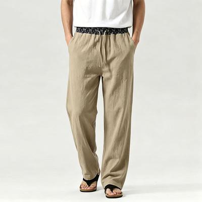 Summer Linen Trousers Men's European and American Large-size Wide-leg Trousers Drape Quick-drying Breathable Straight Casual Trousers