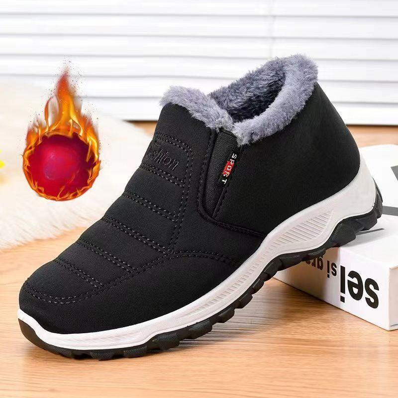 Winter Cloth Shoes Men's Cotton Shoes with Velvet Warmth for Middle Age/Elderly Dad Shoes Anti Slip  Wear Resistant Bull Tendon Bottom Cotton Boots