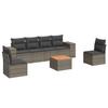 7-teiliges Gartensofa-Set mit Kissen aus grauem Poly-Rattan