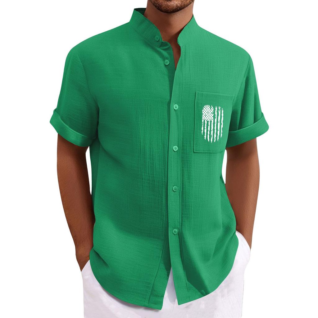 Men'S Casual Loose Short Sleeved Printed Shirt With Fashionable Top