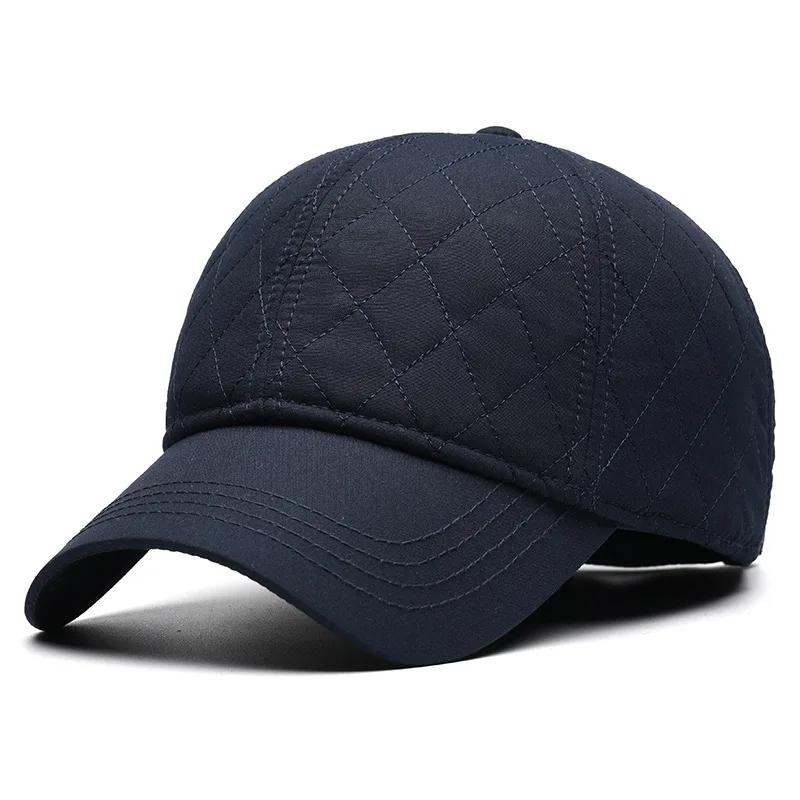 

Winter Fleece Lined Baseball Cap for Large Head, Windproof Thermal Hat with Ear Covers, Cold Weather Unisex 55-60cm тёмно-синий