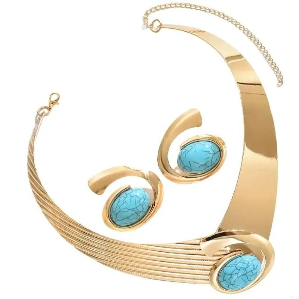 Black/Blue/Rose Pink Necklace Earrings Set Exaggerated Jewelry Accessories  Daily Wear