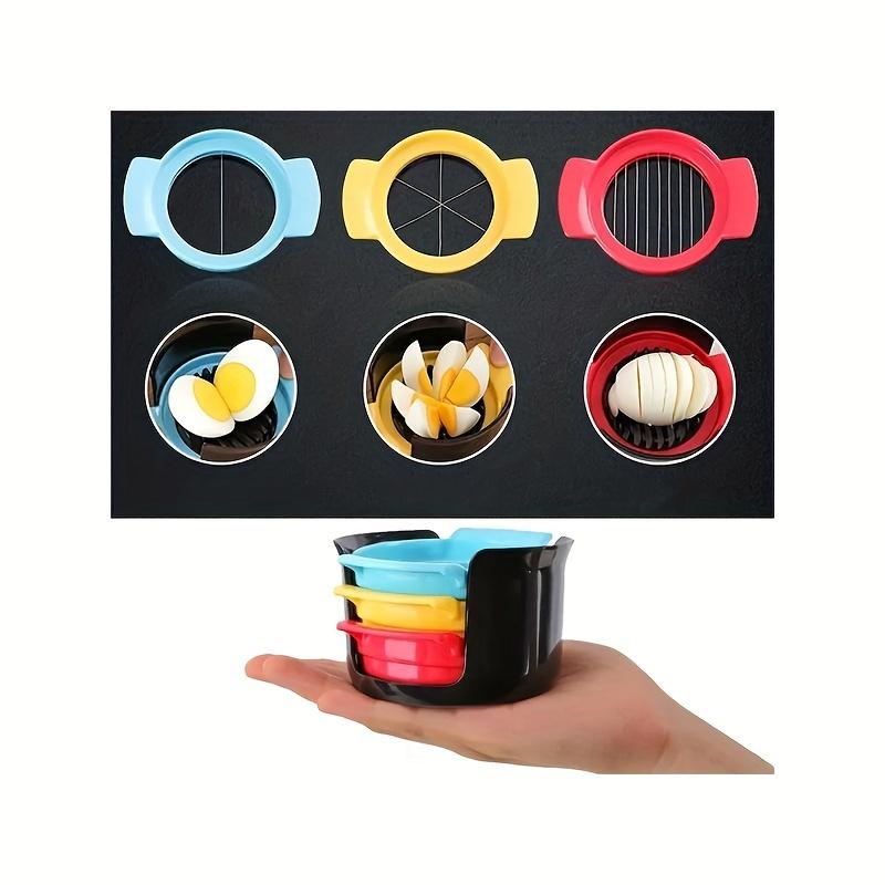 Stainless Steel 3-in-1 Manual Egg Slicer and Cutter Set, Multifunctional Kitchen Tool, Durable Plastic Handle,for Slicing Eggs, Fruits, and Vegetables