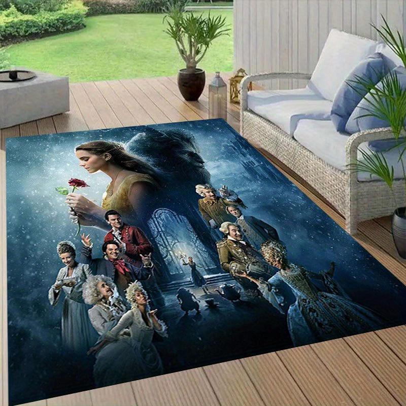 1pc beauty and the beast Pattern Carpet Area Rug Non slip Carpet Hand Washable Floor Mat Suitable For Living Room Bedroom Home Decor Room Decor