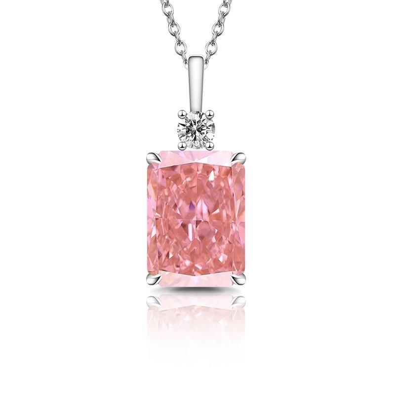 Elegant Light Luxury 925 Silver Pendant Necklace with High Carbon Diamond Ice Flower Cut Zircon In Perfume Bottle Shape