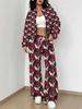 Retro Style Autumn And Winter New European And American Women'S Clothing Flower Printing Suit Women