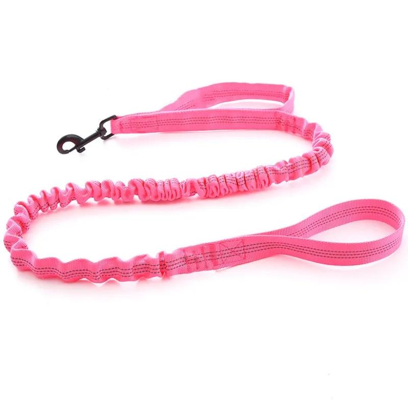 Dog Leash Double Handle Leashes for Dog Walking Reflective Dogs Chain Retractable Dogs Leash Nylon Elastic Chain for Pet Walker