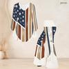 Women Plus Size Round Neck Three Quarter Sleeve Eagle Printed Flared Top Flared Pants Two Piece Set
