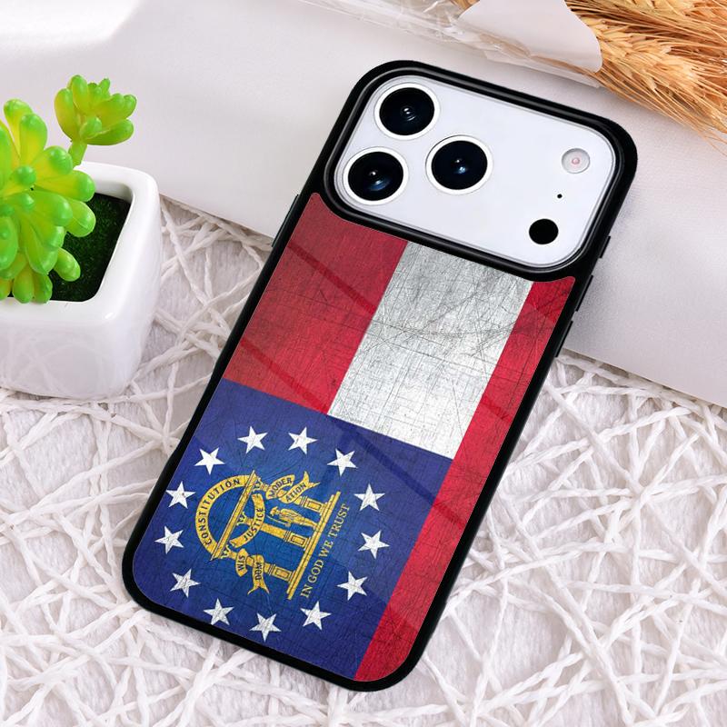 Georgia State Flag Phone Case for iPhone 17 Air 16 15 11 12 14 13 Pro Max Shockproof Cover