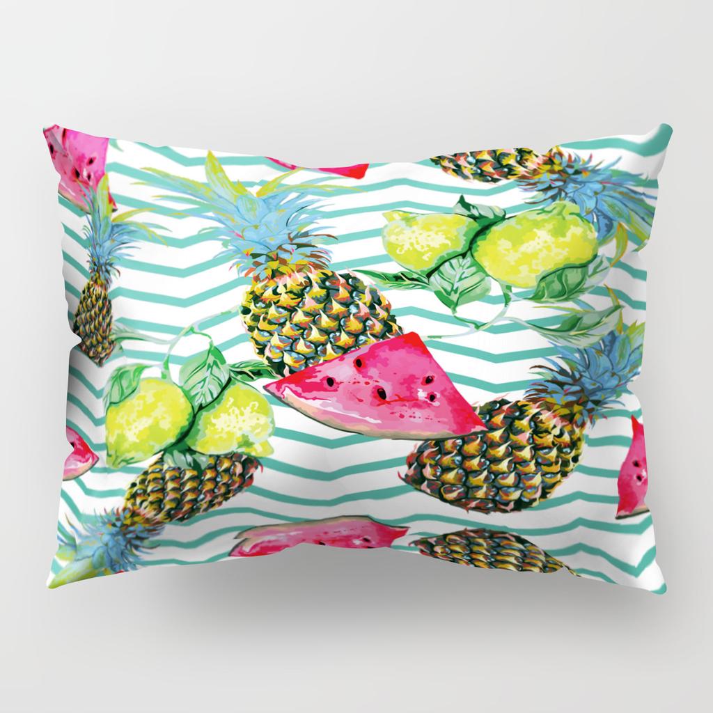 Ins Fruit Single Sided Polyester Pillow Case Watermelon Banana Pineapple Strawberry Pattern Waist Cushion Cover Bedside Pillow Case