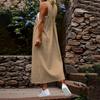 Women Sleeveless Solid Suspender Long Dress Casual Loose Fit Adjustable Strap Overall Style Maxi Skirt for Daily Wear