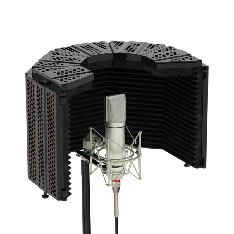 

Foldable Microphone Isolation Shield Portable Noise Reductions Booth 5Panel For Professional Recording And Podcasting
